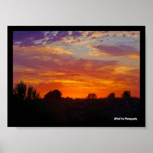 Fiery Sunset Landscape Poster