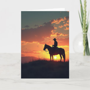 Fiery Sunset Rider Fathers Day Card