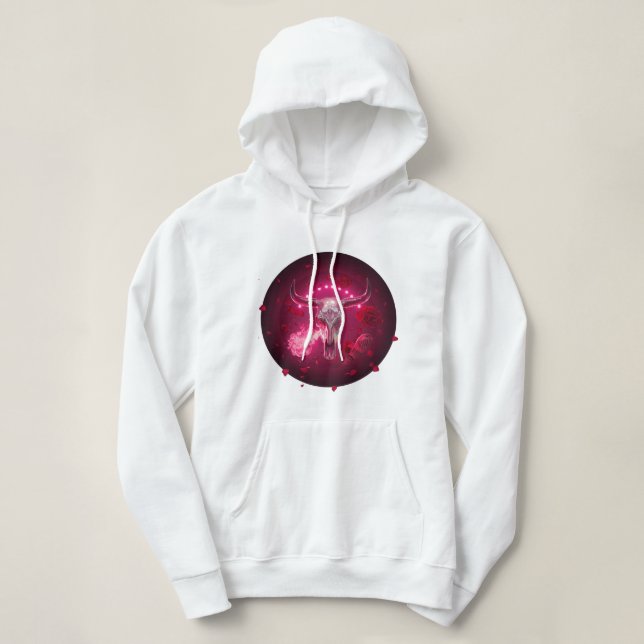 Fiery Taurus Skull Hoodie 🔥🌹 (Design Front)