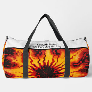 Fiery Tie Dye Burst Monogram Personalised Kit Duffle Bag