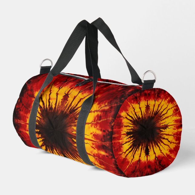 Fiery Tie Dye Sport Gear Weekender Duffle Bag (Left Corner)