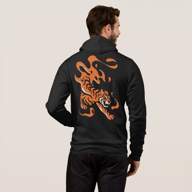 Fiery Tiger: Asian Bold Design Hoodie (Back Full)
