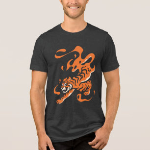 Fiery Tiger: Asian Bold Design Tri-Blend Shirt