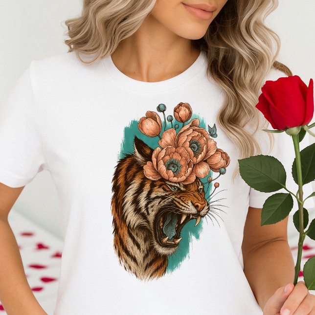 Fiery Tiger Bloom T-Shirt (Creator Uploaded)
