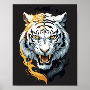 Fiery tiger design poster