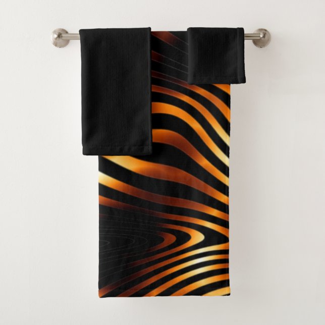 Fiery Tiger Stripes Bath Towel Set (Insitu)