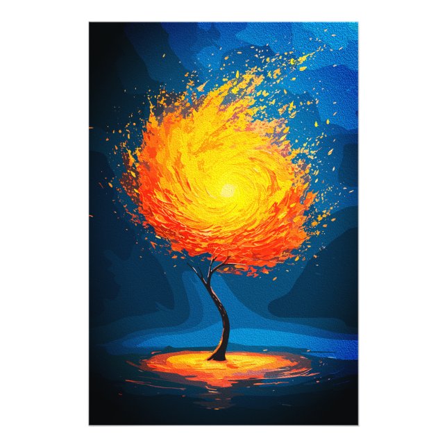 Fiery Tree of Life | Abstract Nature Wall Art (Front)