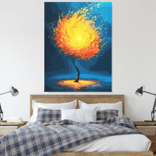 Fiery Tree of Life Abstract Nature Wall Art
