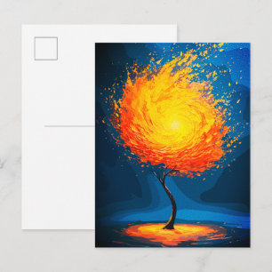 Fiery Tree of Life Abstract Nature Wall Art Postcard