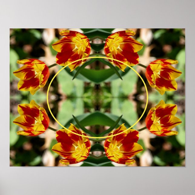 Fiery Tulip Flowers Frame Create Your Own Photo Poster (Front)