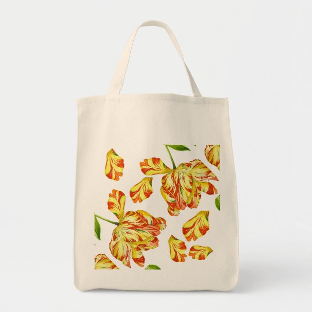 Fiery Tulips on a Grocery Tote Bag (Front)