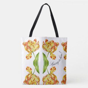 Fiery Tulips on a Tote Bag