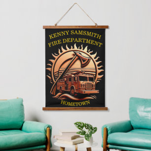 Fiery Valour Intricate Heroic Design Of Fire Truck Hanging Tapestry