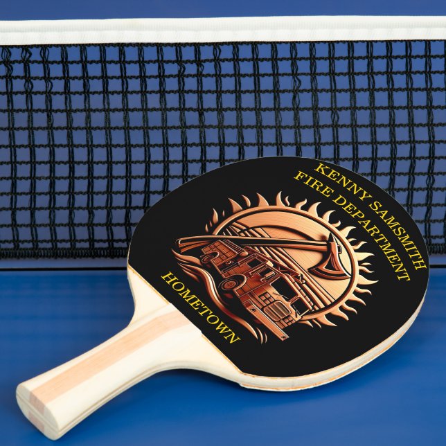 Fiery Valour Intricate Heroic Design Of Fire Truck Ping Pong Paddle (Insitu)