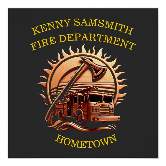 Fiery Valour Intricate Heroic Design Of Fire Truck Poster (Front)