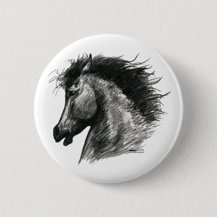 Fiery Wild Horse 6 Cm Round Badge