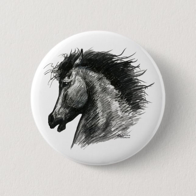 Fiery Wild Horse 6 Cm Round Badge (Front)