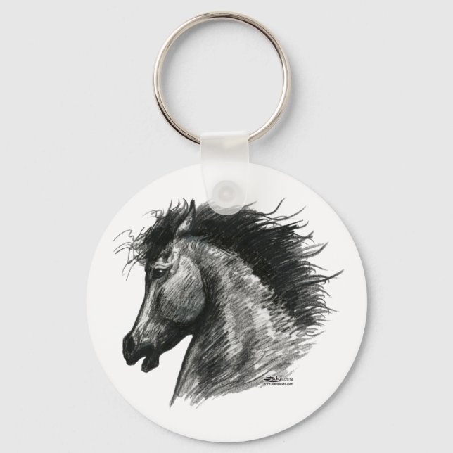 Fiery Wild Horse Key Ring (Front)