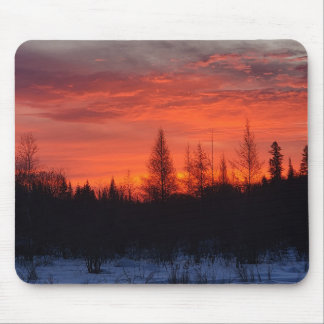 Fiery winter sunset mouse pad