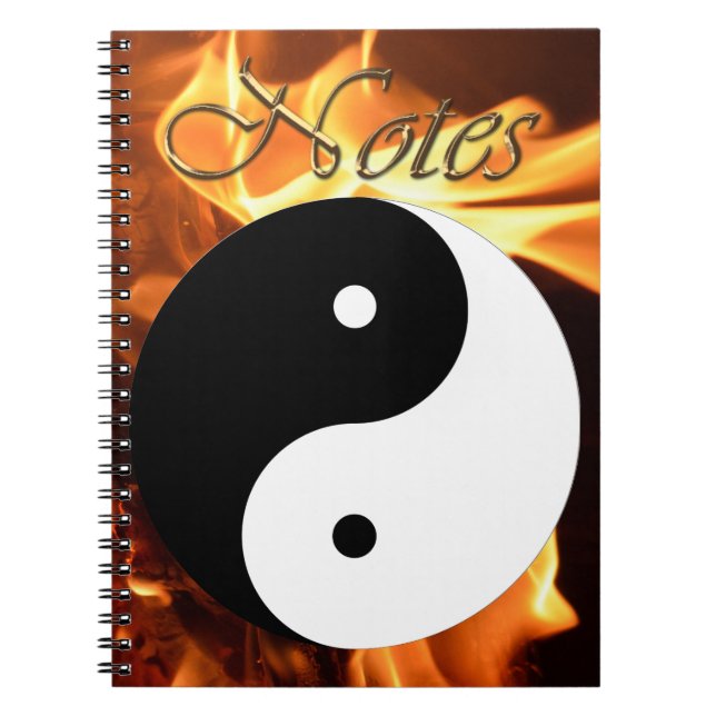 Fiery Yin and Yang Asian Symbol of Balance Spiral Notebook (Front)