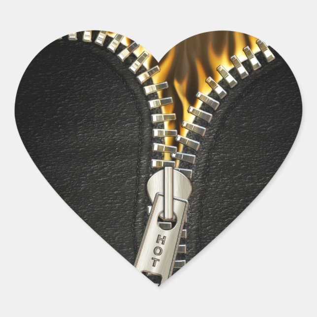 Fiery Zipper Heart Sticker (Front)