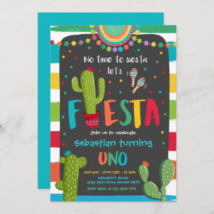 Fiesta 1st Birthday Party Mexican Cactus Party Inv Invitation
