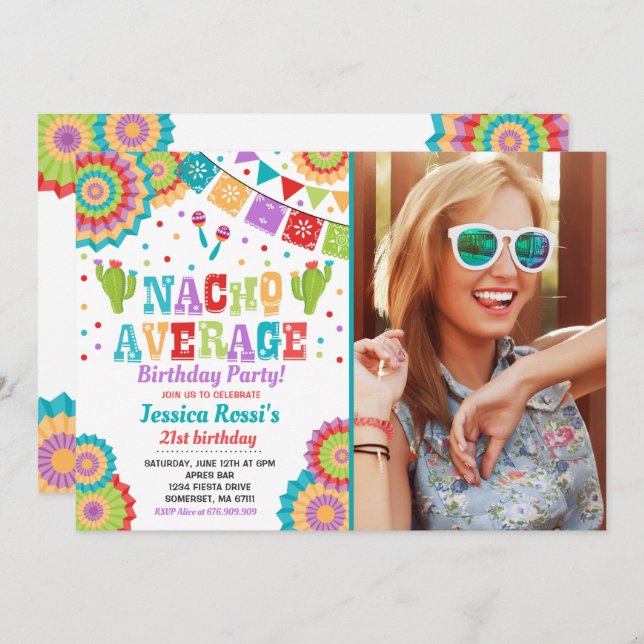 Fiesta 21st Birthday Invitation Nacho Average 21st (Front/Back)