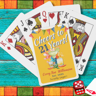 Fiesta 21st Birthday Personalized Party Favor Playing Cards