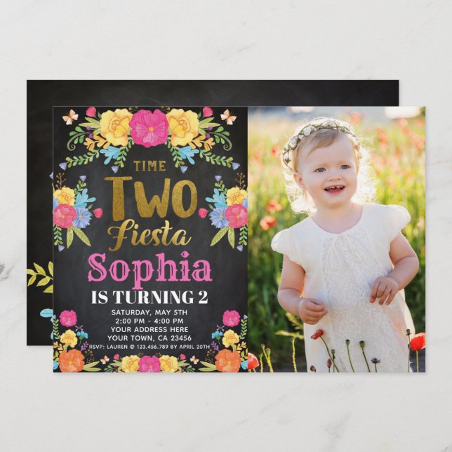 Fiesta 2nd Birthday Invitation (Front/Back)