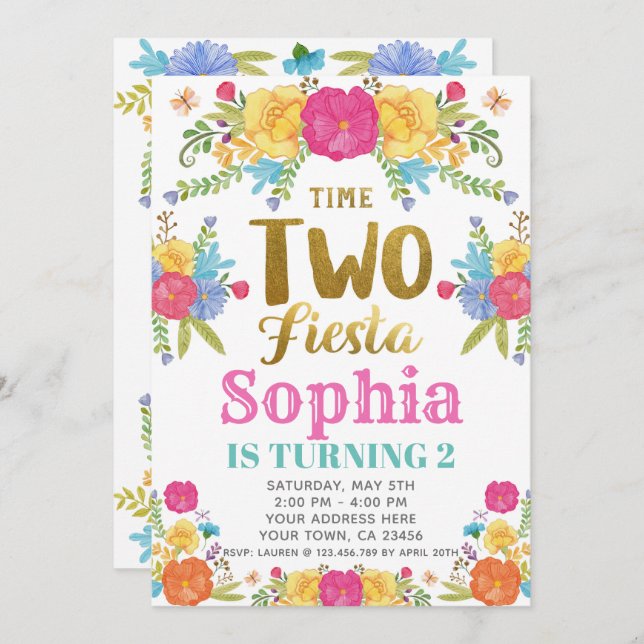 Fiesta 2nd Birthday Invitation (Front/Back)