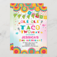 Fiesta 2nd Birthday Invitation Taco Twosday Party