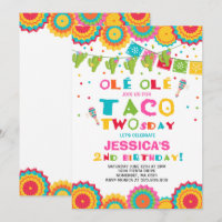 Fiesta 2nd Birthday Invitation Taco Twosday Party
