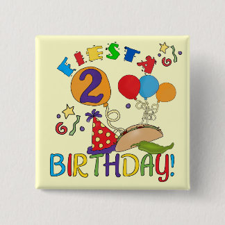 Fiesta 2nd Birthday T shirts and Gifts 15 Cm Square Badge