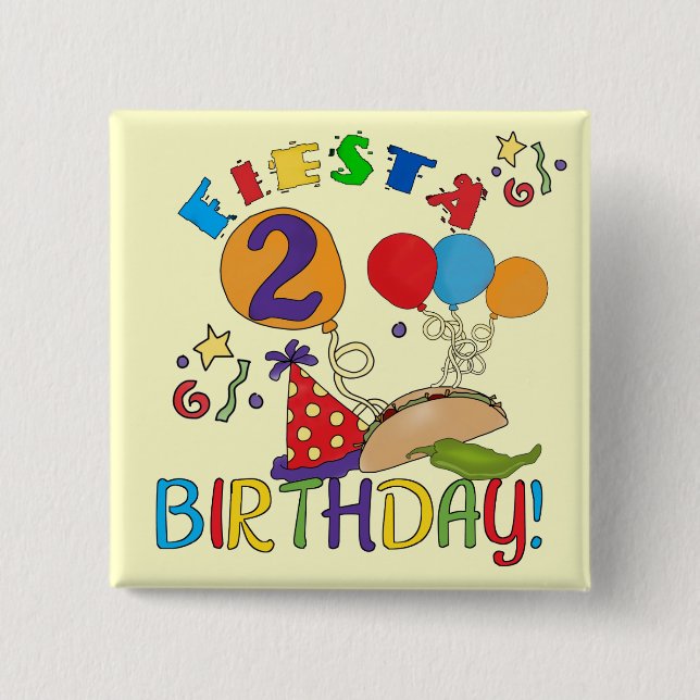 Fiesta 2nd Birthday T shirts and Gifts 15 Cm Square Badge (Front)