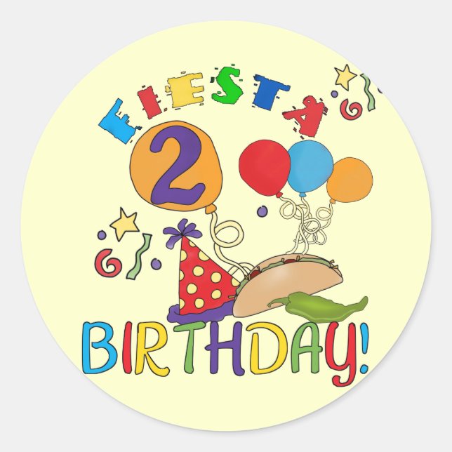 Fiesta 2nd Birthday T shirts and Gifts Classic Round Sticker (Front)
