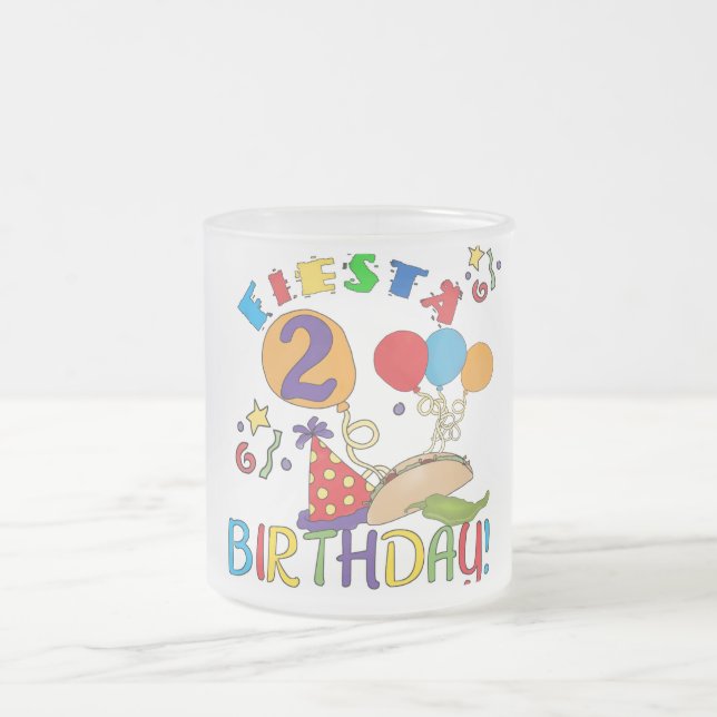 Fiesta 2nd Birthday T shirts and Gifts Frosted Glass Coffee Mug (Center)