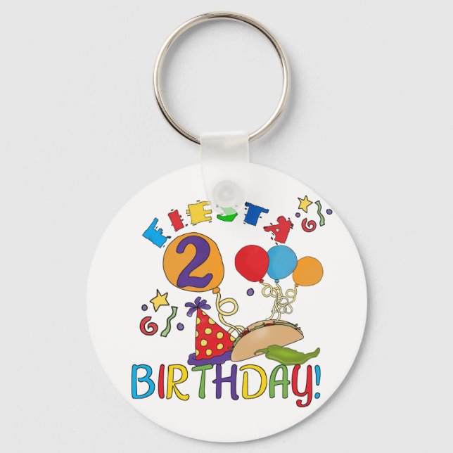 Fiesta 2nd Birthday T shirts and Gifts Key Ring (Front)