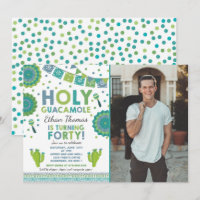 Fiesta 40th Birthday Invitation Holy Guacamole 40