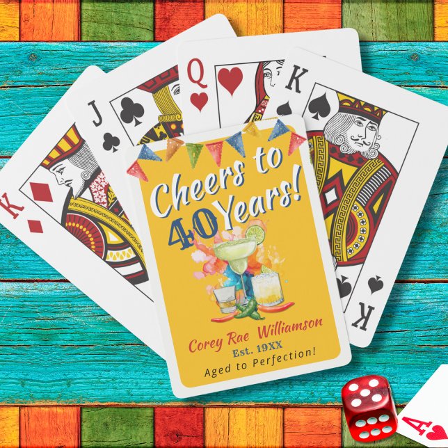 Fiesta 40th Birthday Personalised Party Favour Playing Cards (Creator Uploaded)