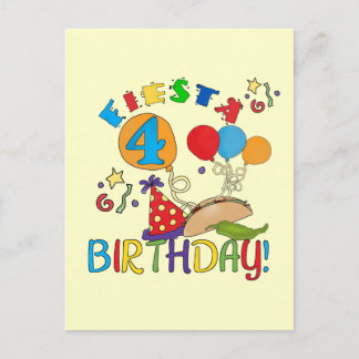 Fiesta 4th Birthday T-shirts and Gifts Postcard