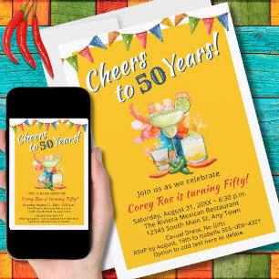 Fiesta 50th Birthday Cheers to 50 Years Margarita Invitation