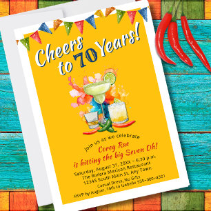 Fiesta 70th Birthday Cheers to 70 Years Modern   Invitation