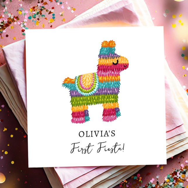 Fiesta and Fun Piñata Mexican Llama First Birthday Napkin (Creator Uploaded)