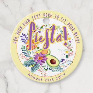 FIESTA Avocado Folkart Flowers Custom Favour Tags