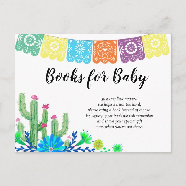 Fiesta Baby Muchacho Baby Shower Books for Baby Invitation Postcard (Front)