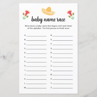 Fiesta Baby Name Race Game
