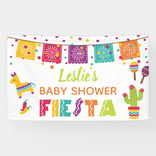 Fiesta Baby Shower Banner - White Background (Horizontal)
