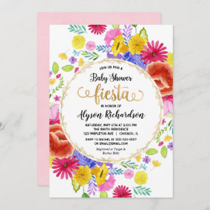 Fiesta baby shower invitation, floral watercolors invitation