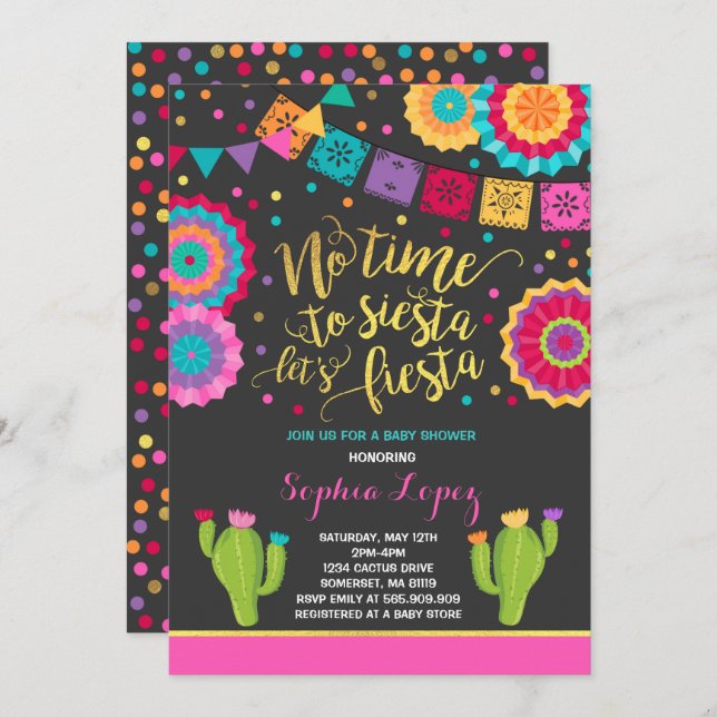 Fiesta Baby Shower Invitation Mexican Baby Shower (Front/Back)