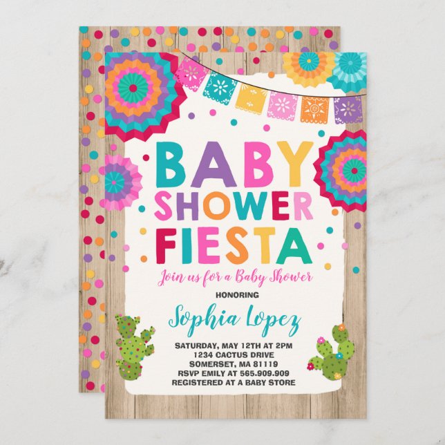 Fiesta Baby Shower Invitation Mexican Baby Shower (Front/Back)